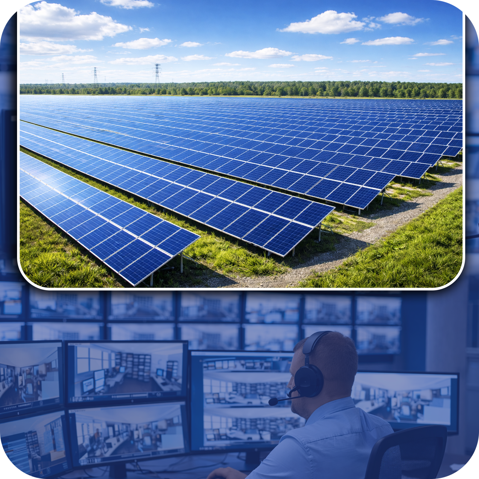 Na usina fotovoltaica, a segurança protege um investimento de alto valor, prevenindo falhas, furtos e interrupções que podem comprometer todo o retorno esperado.